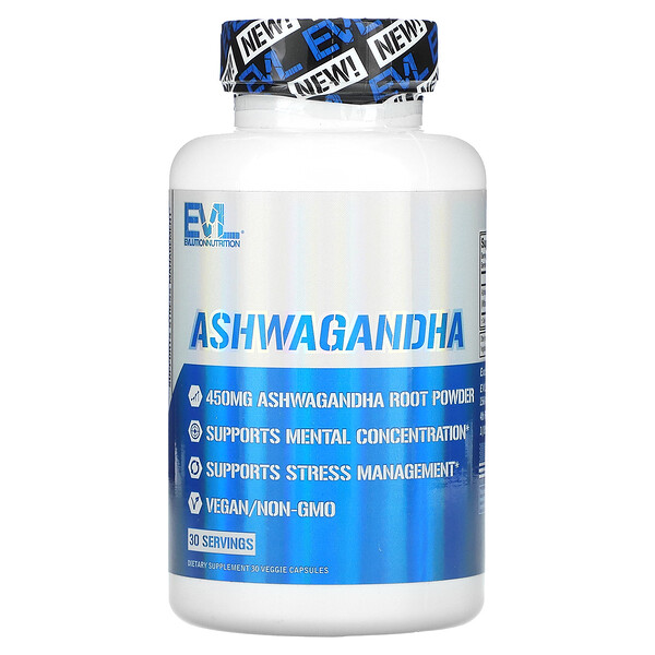 Ashwagandha, 450 mg, 30 Veggie Capsules EVLution Nutrition