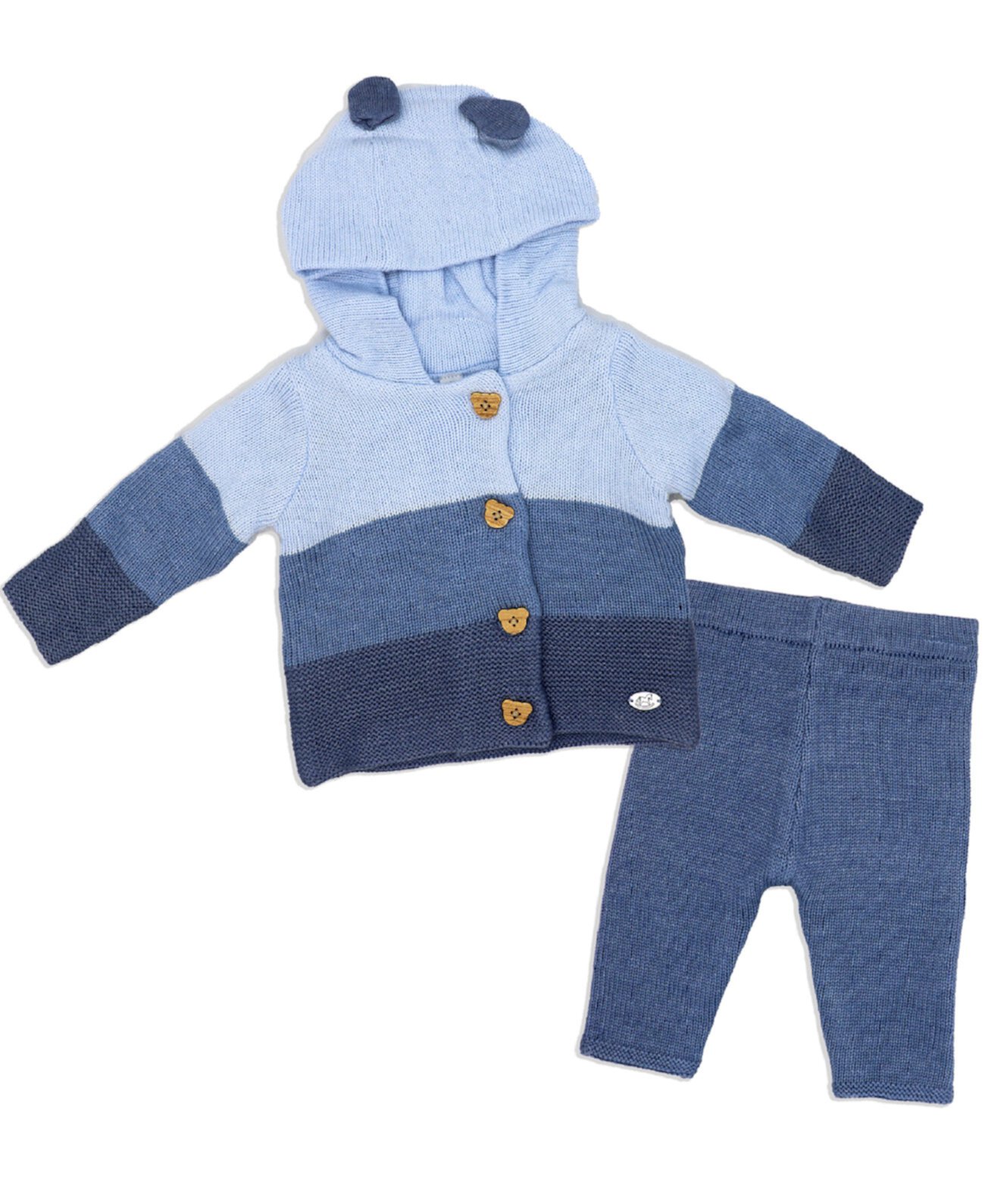 Вязаный кардиган с капюшоном и штаны для новорожденных мальчиков, комплект из 2 предметов Rock-A-Bye Baby Boutique