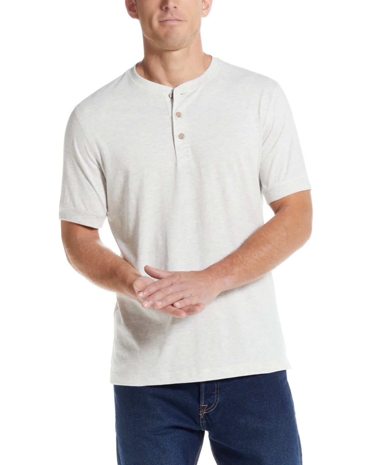Мужская меланжевая футболка Henley с коротким рукавом Weatherproof Vintage