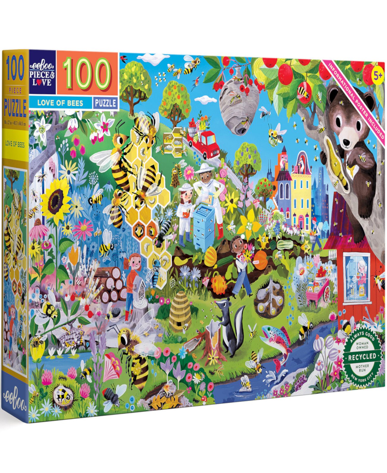 Набор пазлов «Любовь к пчелам», 100 предметов, для детей от 5 лет EeBoo