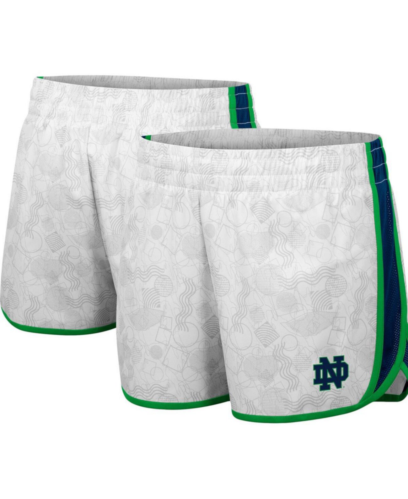 Женские бело-темно-синие шорты Notre Dame Fighting Irish The Plastics с геопринтом Colosseum