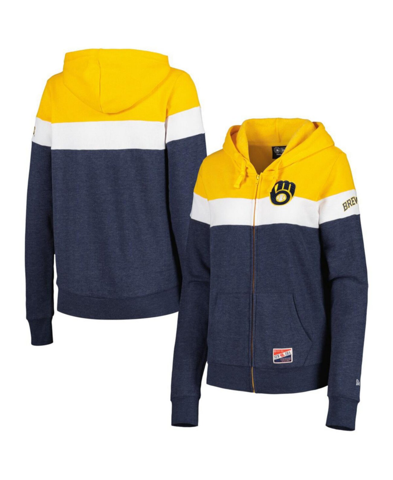 Женская Толстовка New Era Milwaukee Brewers Colorblock Full-Zip New Era