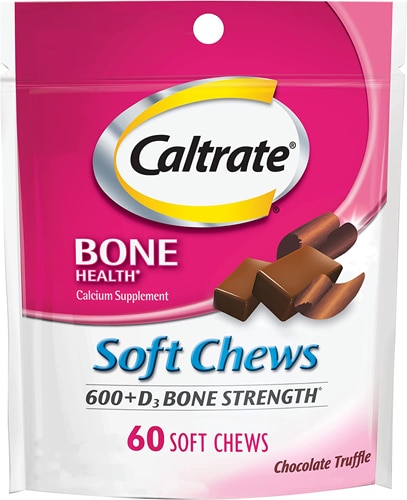 600+D3 Bone Strength Шоколадный трюфель – 60 мягких жевательных таблеток Caltrate