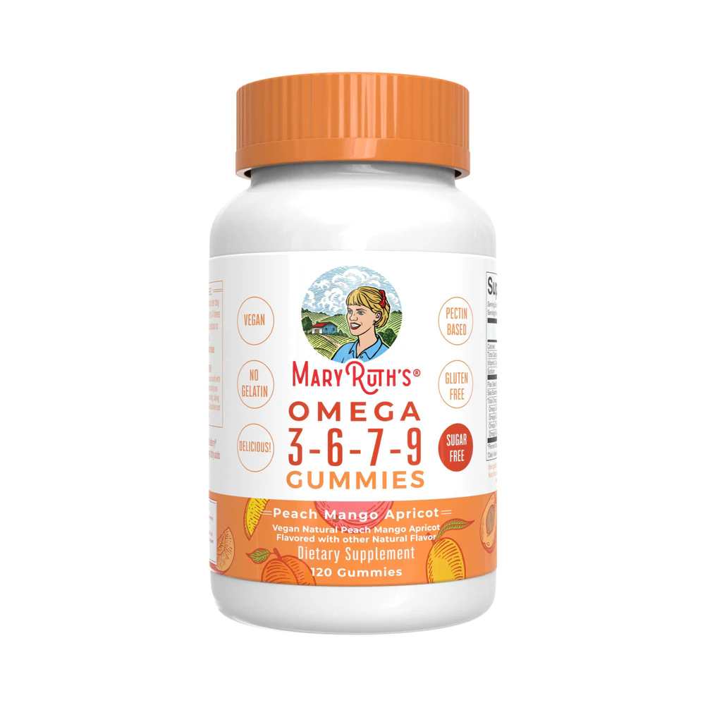 Omega 3-6-7-9 Gummies (Жевательные конфеты) Peach Mango Apricot -- 120 Gummies MaryRuth's