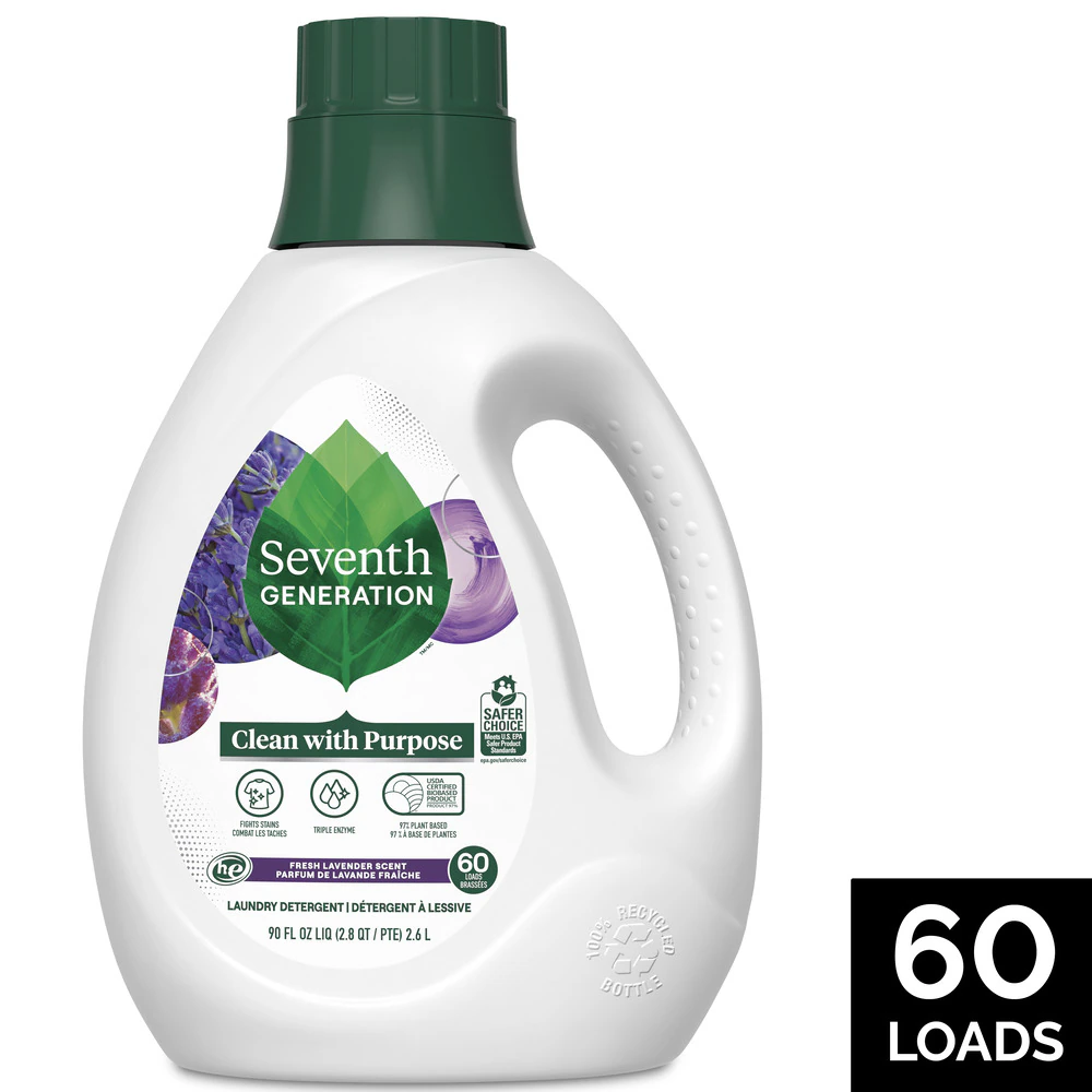 Liquid Laundry Detergent 60 Loads Fresh Lavender -- 90 fl oz Seventh Generation