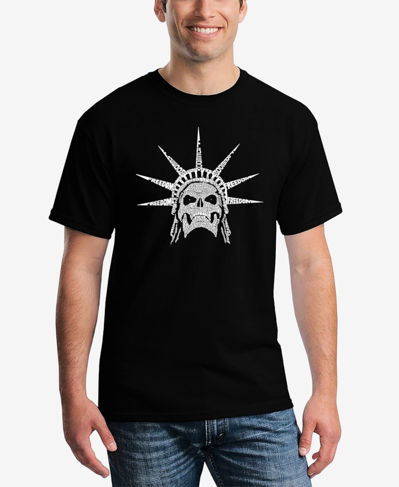 Мужская футболка с коротким рукавом Word Art Freedom Skull LA Pop Art