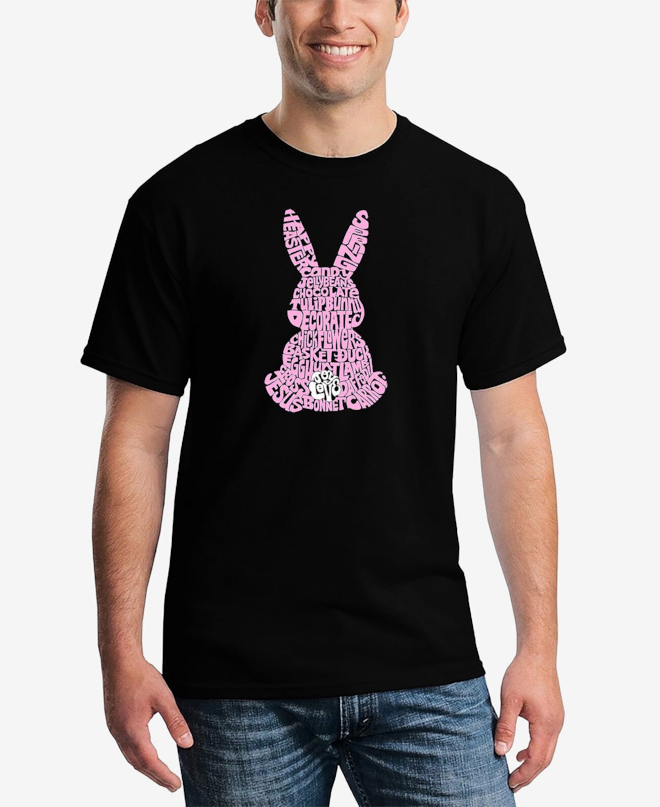 Мужская футболка с коротким рукавом Word Art Easter Bunny LA Pop Art