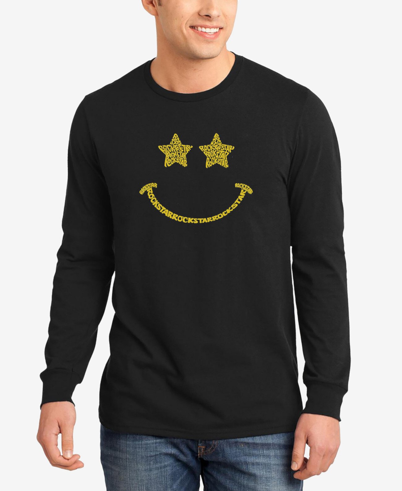 Мужская Футболка LA Pop Art Rockstar Smiley Word Art LA Pop Art