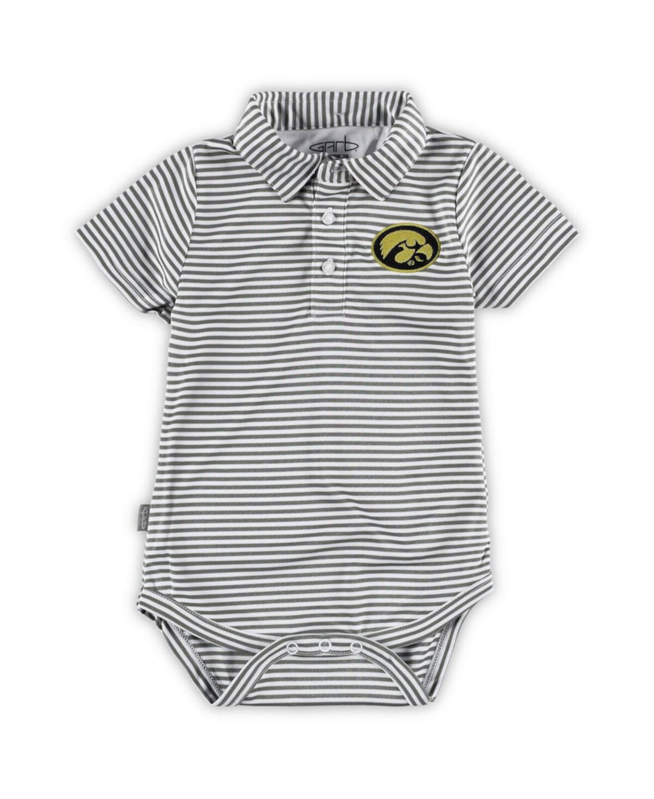 Темно-угольная рубашка-поло в полоску Carson Iowa Hawkeyes Carson для младенцев и девочек, боди Garb