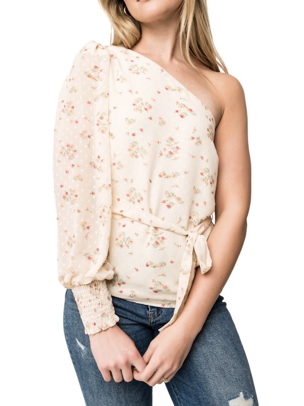 Прекрасная блузка с цветочным принтом на одно плечо Gibsonlook