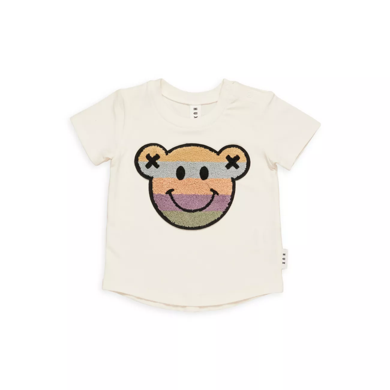 Детские, маленькие детские и amp; Детская футболка с мишкой Rainbow Smile HUXBABY