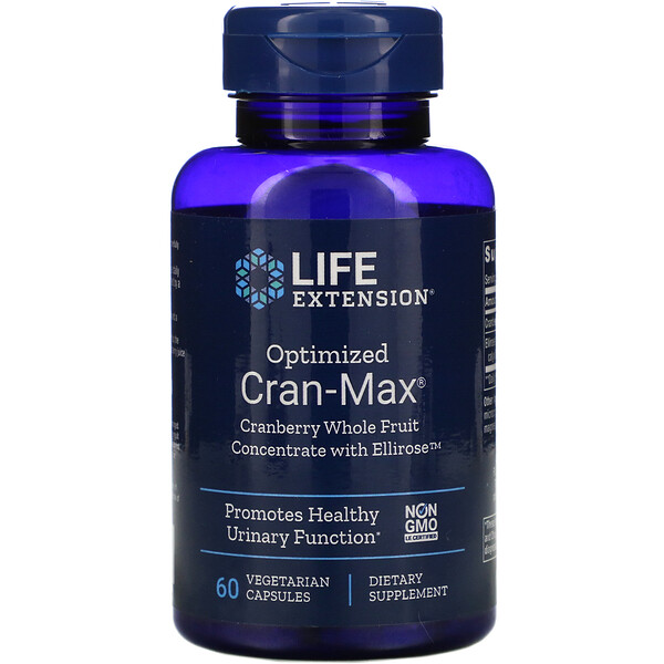 Optimized Cran-Max, Cranberry Whole Fruit Concentrate with Ellirose, 60 Vegetarian Capsules Life Extension