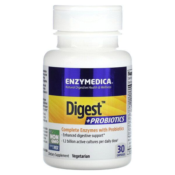 Дайджест + пробиотики, 30 капсул Enzymedica