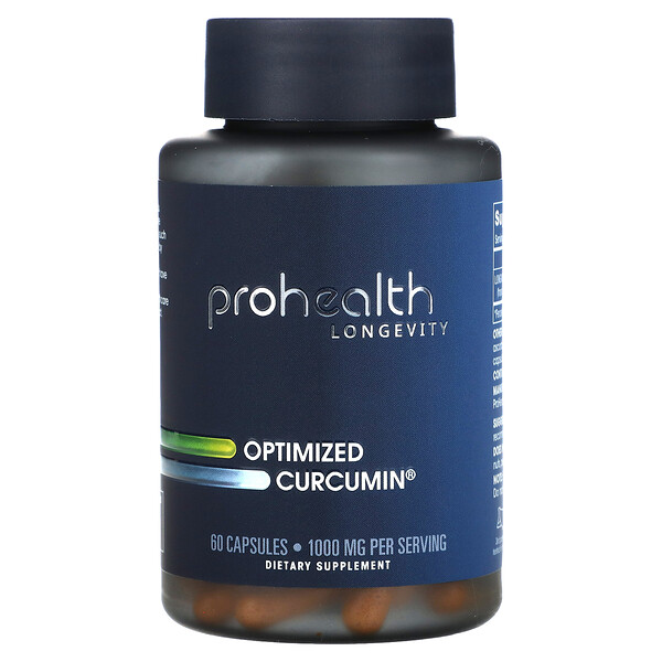 Оптимизированный куркумин, 1000 мг, 60 капсул (500 мг на капсулу) ProHealth Longevity