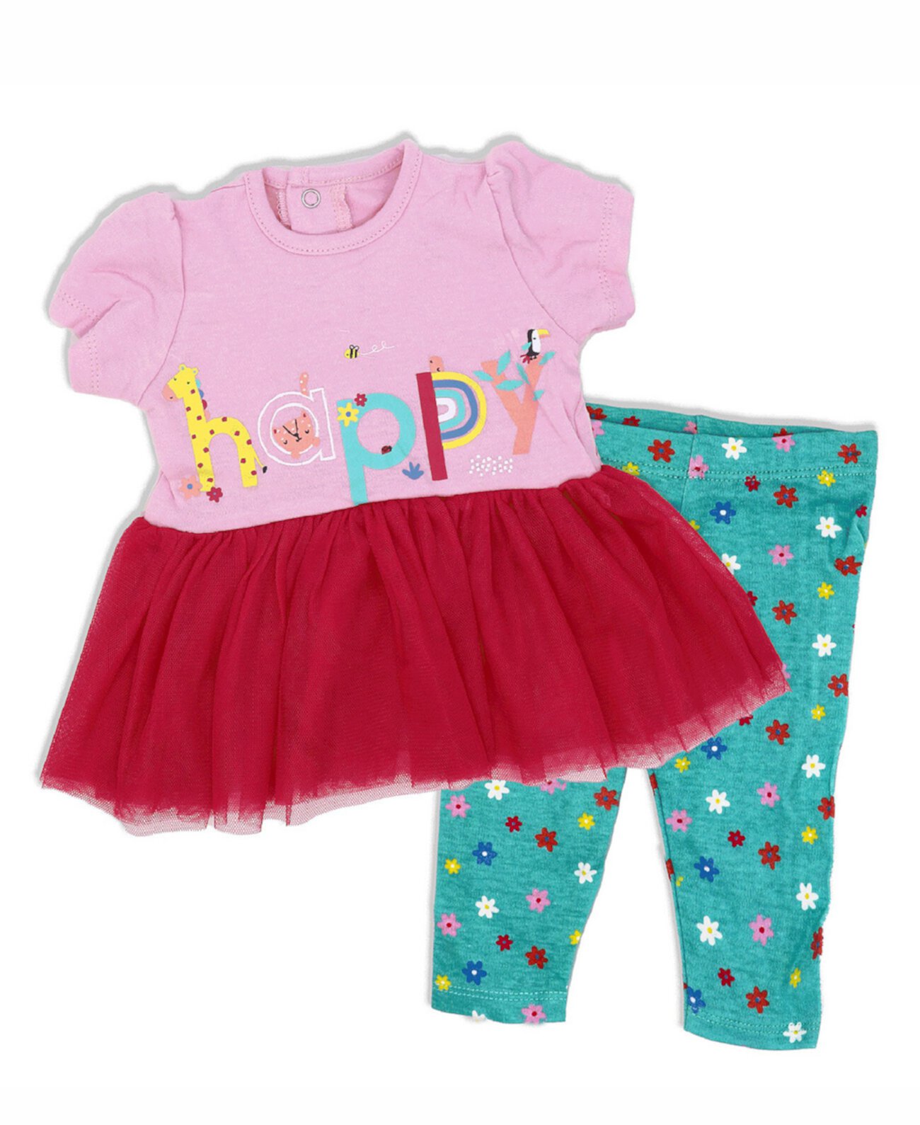 Платье-пачка Happy с короткими рукавами и леггинсы для маленьких девочек, комплект из 2 предметов Lily & Jack