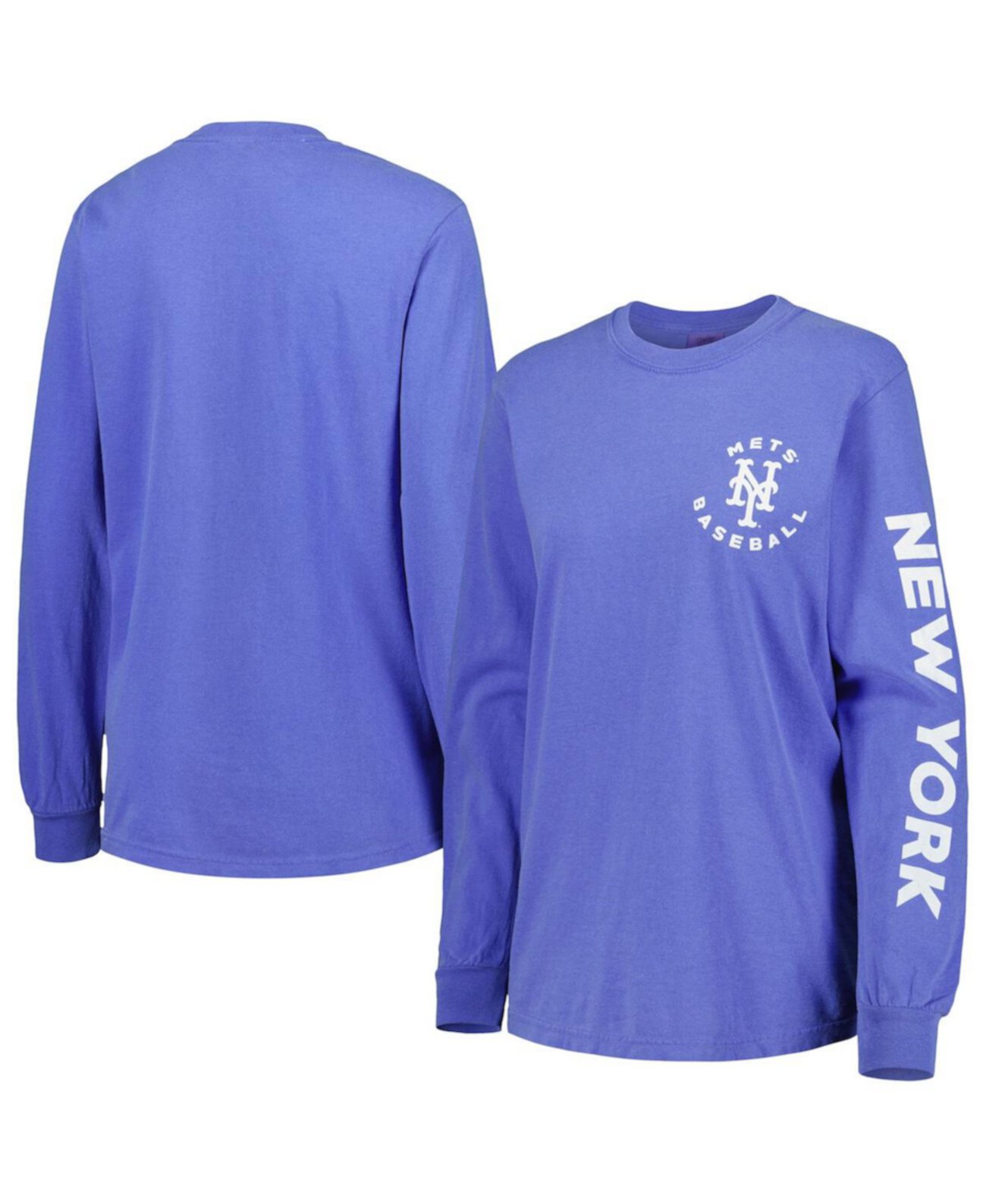 Женская футболка с длинным рукавом Royal New York Mets Team Pigment Dye Soft As A Grape