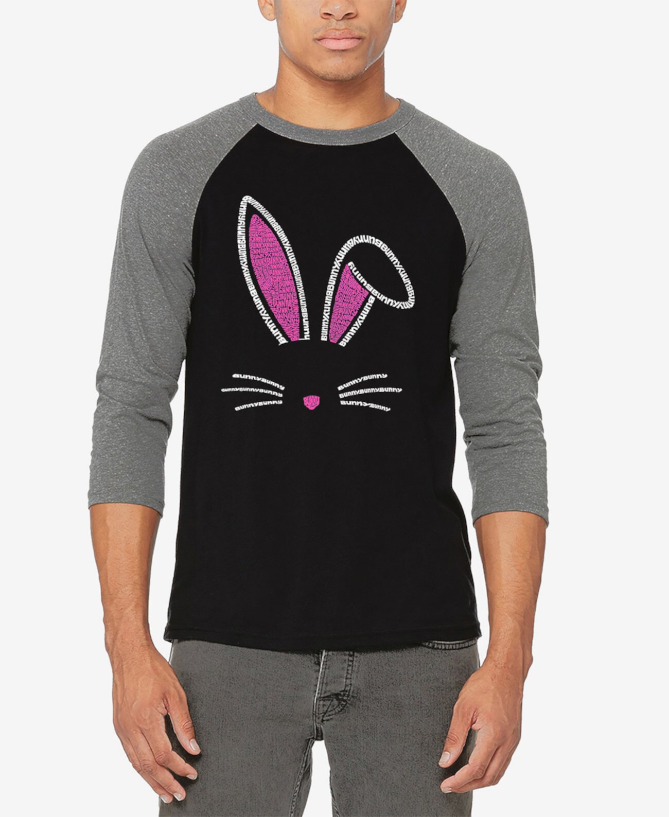 Мужская Повседневная рубашка LA Pop Art Bunny Ears Baseball Word Art LA Pop Art