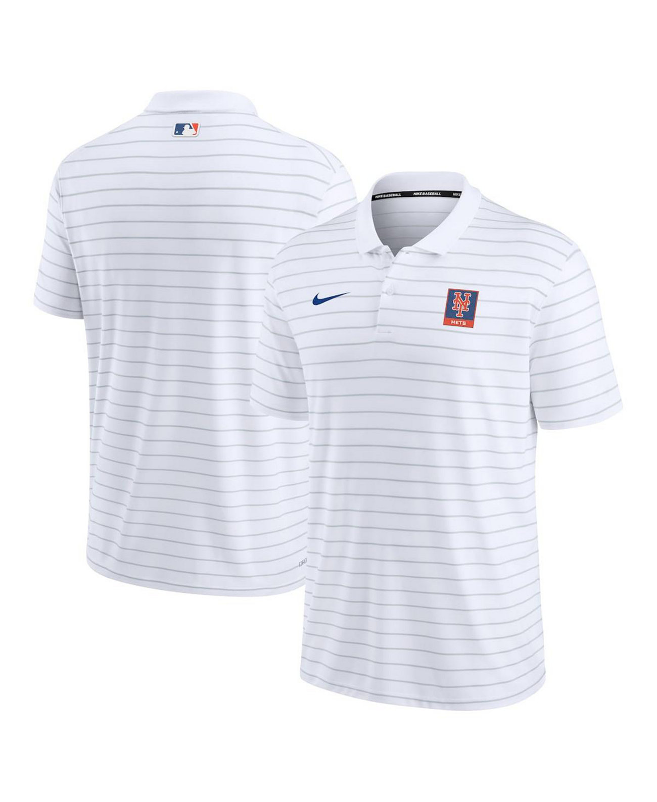Мужская белая рубашка-поло New York Mets Authentic Collection в полоску из пике Nike