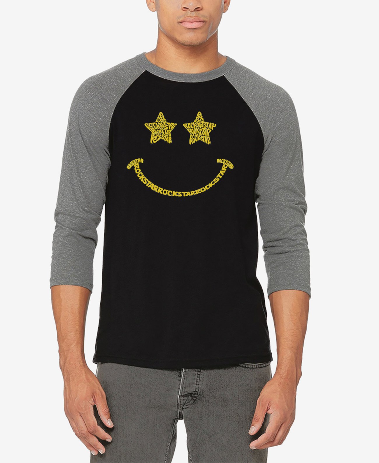 Мужская Повседневная рубашка LA Pop Art Word Art Rockstar Smiley LA Pop Art