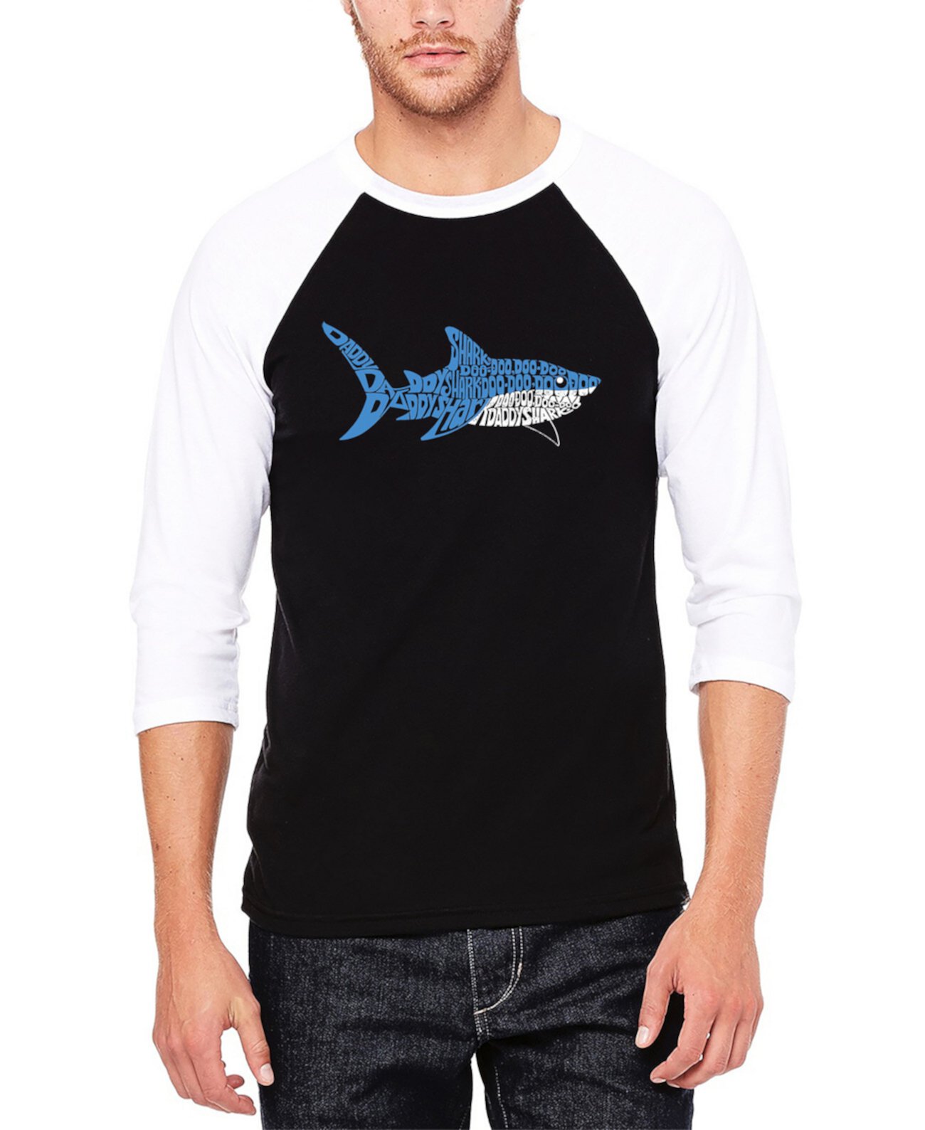 Мужская Футболка LA Pop Art Daddy Shark Raglan Baseball Word Art LA Pop Art