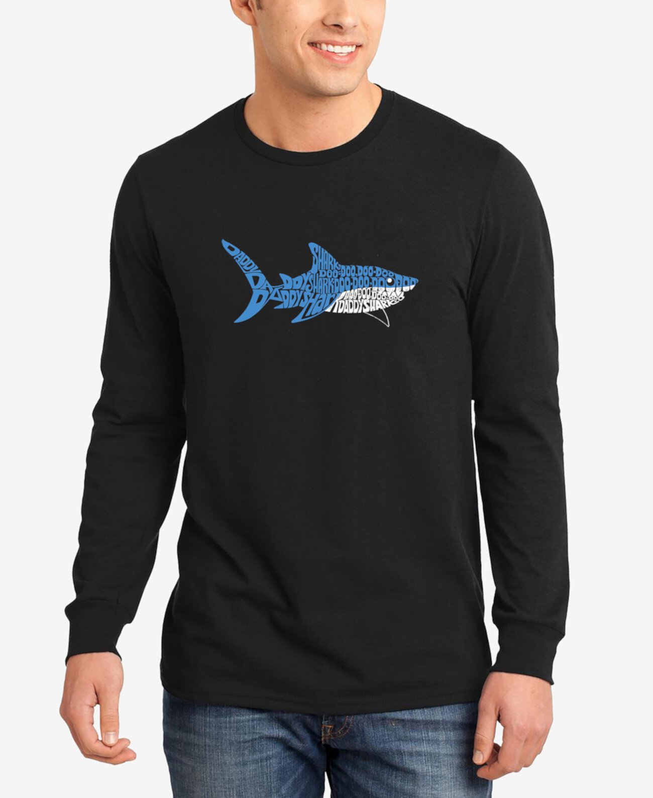Мужская футболка с длинным рукавом Daddy Shark Word Art LA Pop Art