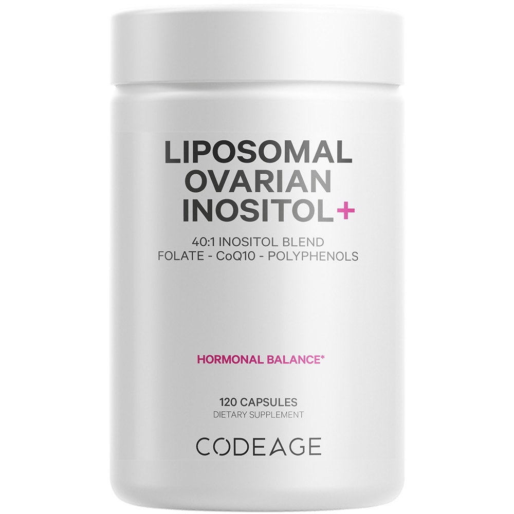 Liposomal Ovarian Inositol + Supplement - Folate & CoQ10 Phytosome Hormonal Balance -- 120 Capsules Codeage