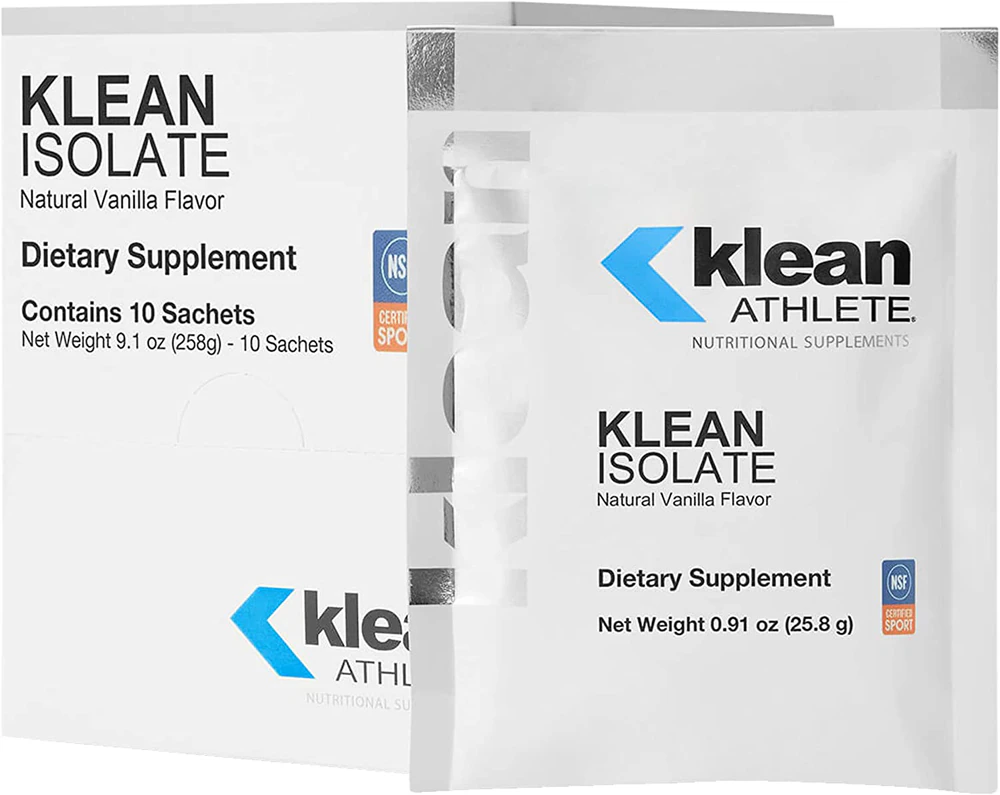 Пакетики Klean Isolate на одну порцию, сертификат NSF для спорта, натуральная ваниль, 10 порций Klean Athlete