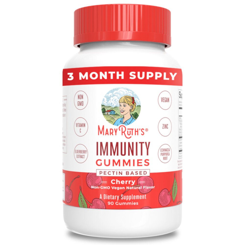 Жевательные конфеты Immunity с вишней — 90 жевательных конфет MaryRuth's Organics