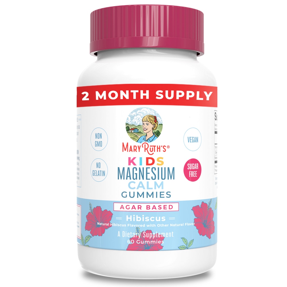 Kids Magnesium Calm Gummies (Жевательные конфеты) Hibiscus -- 60 Gummies MaryRuth's