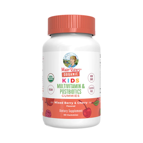 Organic Kids Multivitamin & Postbiotics Gummies (Жевательные конфеты) Mixed Berry & Cherry -- 60 Gummies MaryRuth's