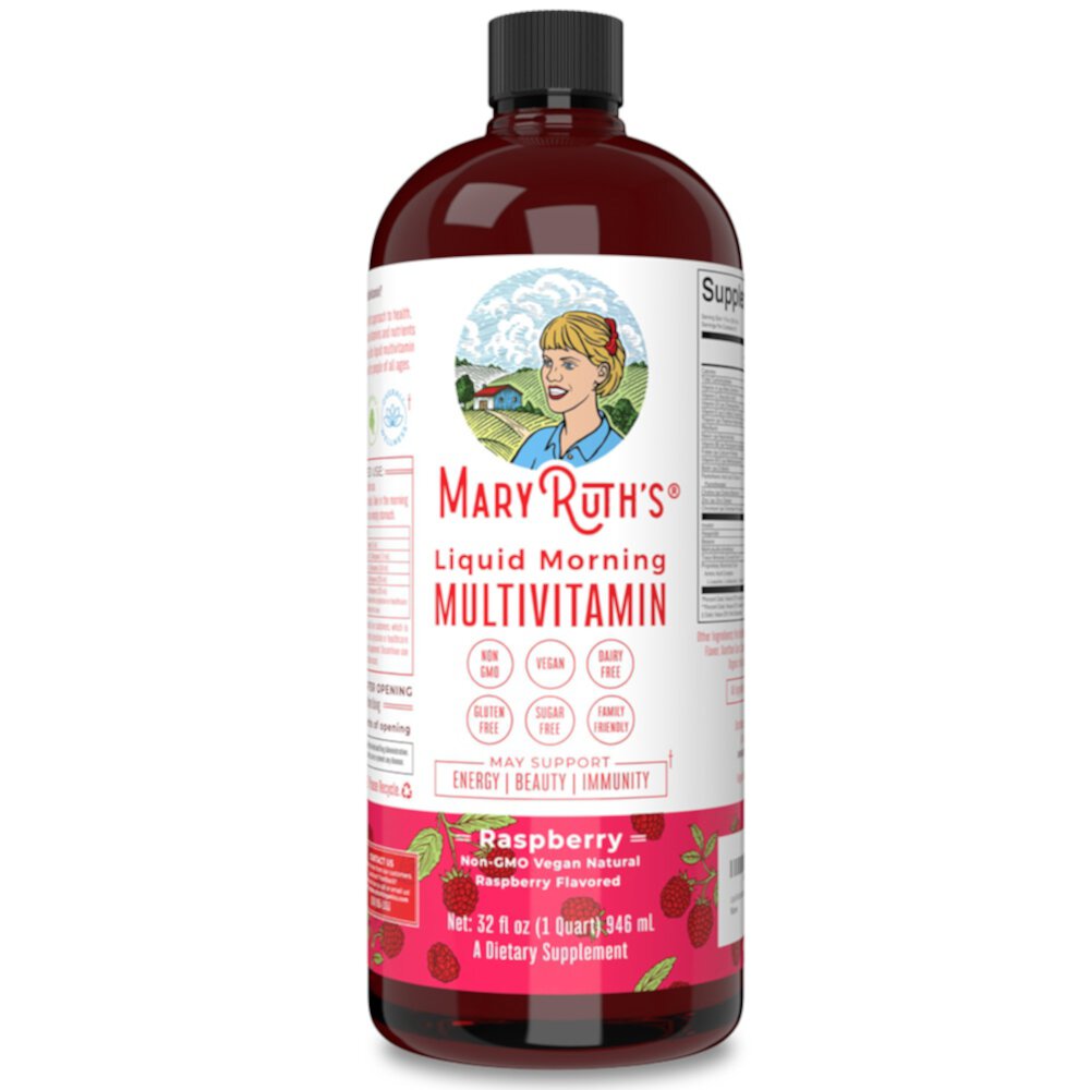 Жидкое утреннее мультивитаминное средство с малиной — 32 жидких унции MaryRuth's Organics