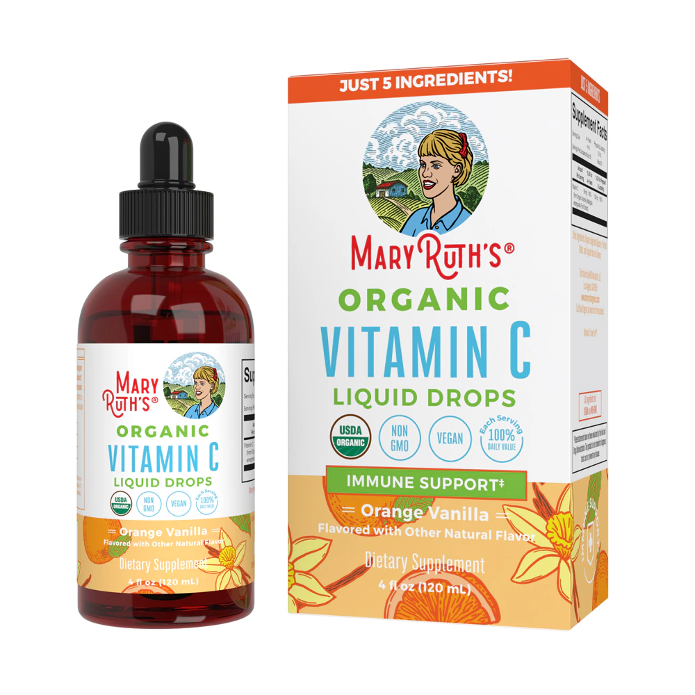 Organic Vitamin C Liquid Drops (Жидкие капли) Orange Vanilla -- 4 fl oz (Жидкие унции) MaryRuth's