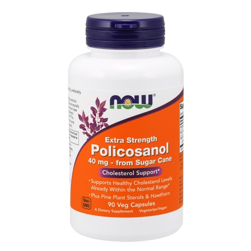 Extra Strength Policosanol -- 40 mg - 90 Veg Capsules (Вегетарианские капсулы) NOW Foods