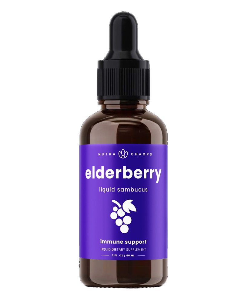 Organic Elderberry Liquid Drops (Жидкие капли) Sambucus Immune Support -- 2 fl oz (Жидкие унции) NutraChamps