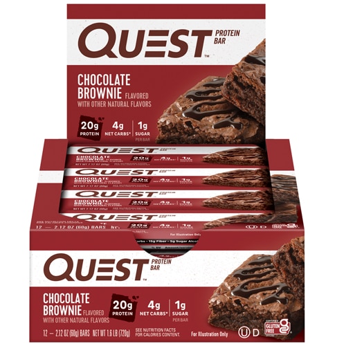 Протеиновые батончики QuestBar со вкусом шоколадного брауни, 20 г белка, 12 шт Quest Nutrition