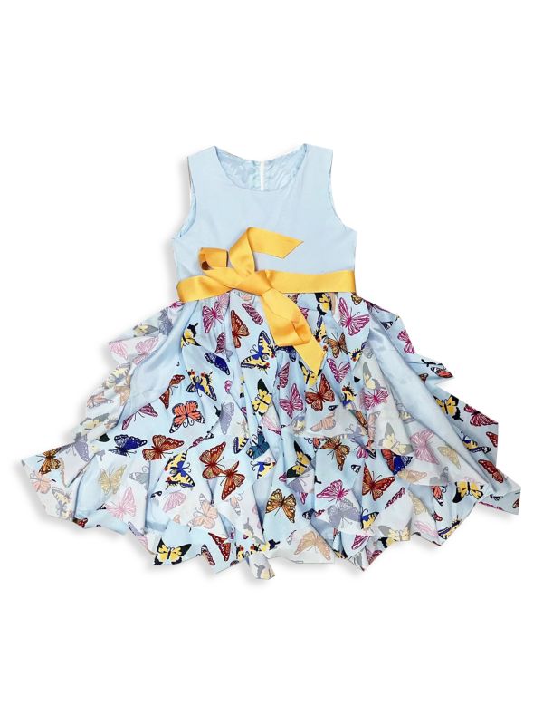 Многоярусное платье с бабочками для маленьких девочек и девочек Joe-Ella
