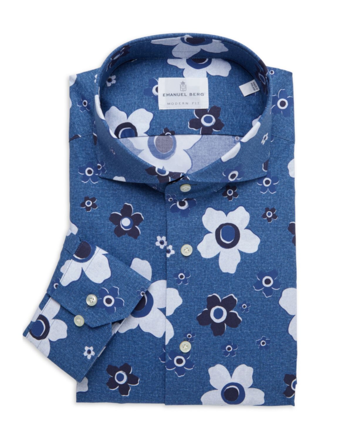Классическая рубашка современного кроя с цветочным принтом EMANUEL BERG