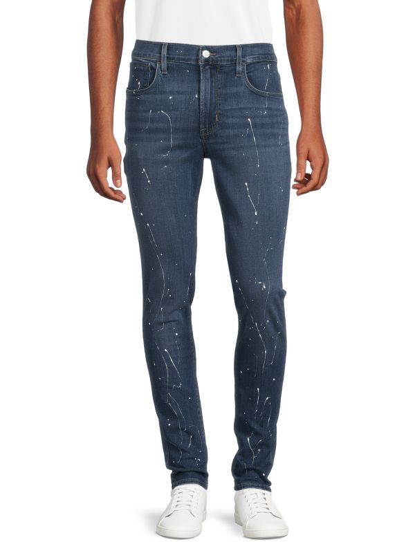 Мужские Джинсы skinny Hudson Zane Paint Splattered Hudson Jeans