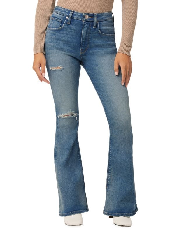 Эластичные потертые джинсы с высокой посадкой Holly Petite Bootcut Hudson
