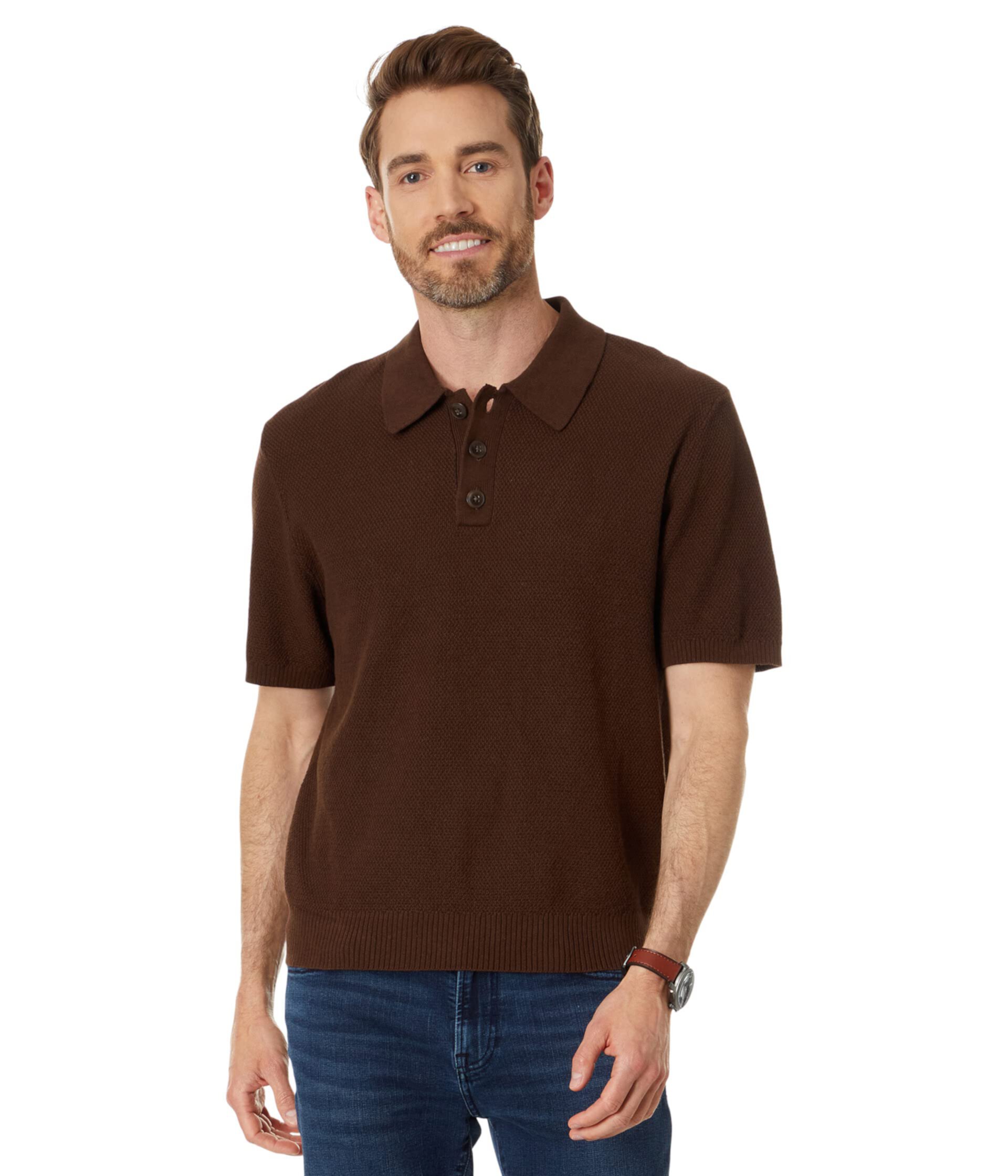 Хлопковая льняная рубашка-поло с короткими рукавами Madewell