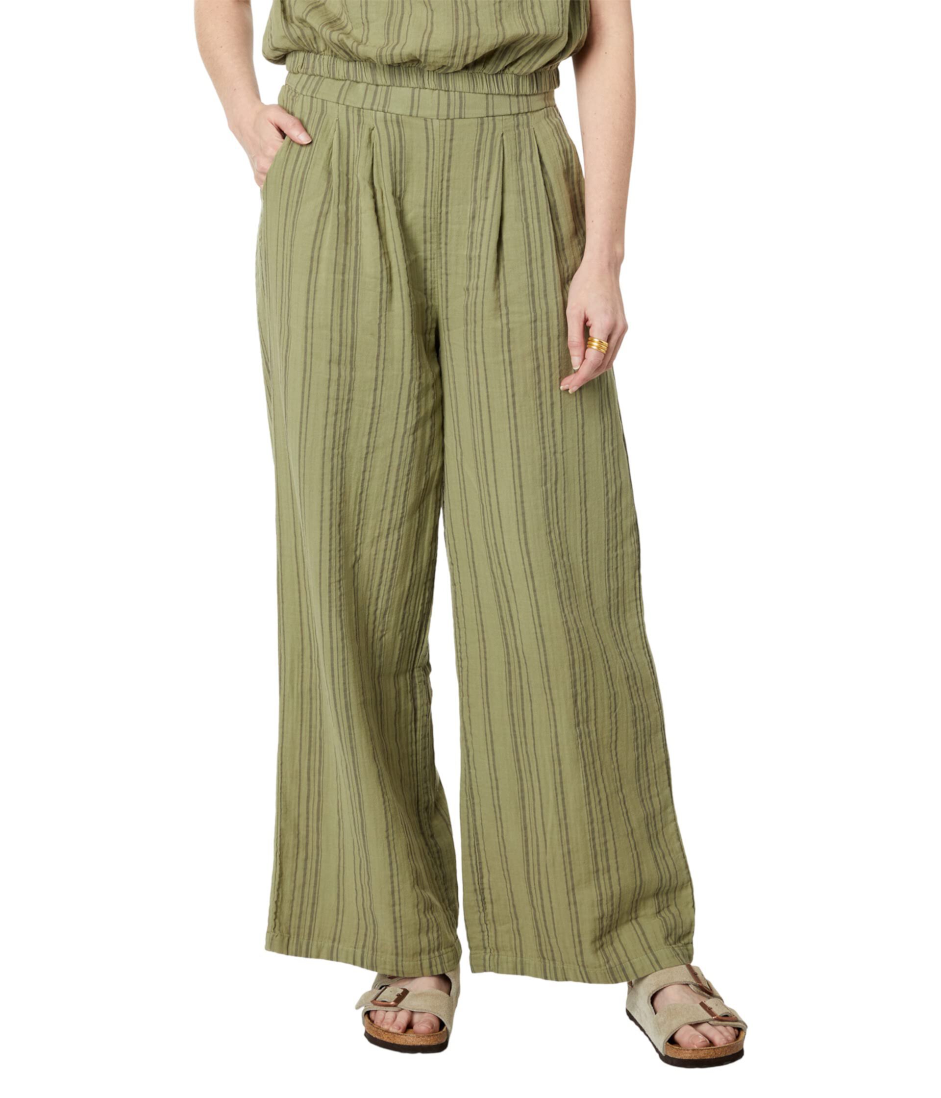 Женские Брюки Mod-o-doc Tonal Stripe Gauze Relaxed Wide-Leg Pants Mod-o-doc