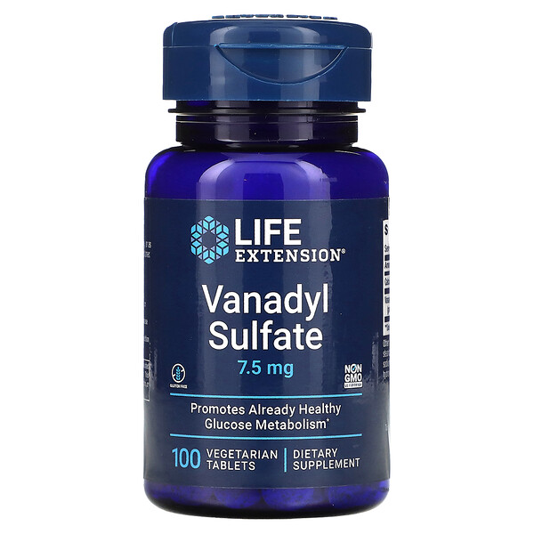 Vanadyl Sulfate, 7.5 mg, 100 Vegetarian Tablets Life Extension