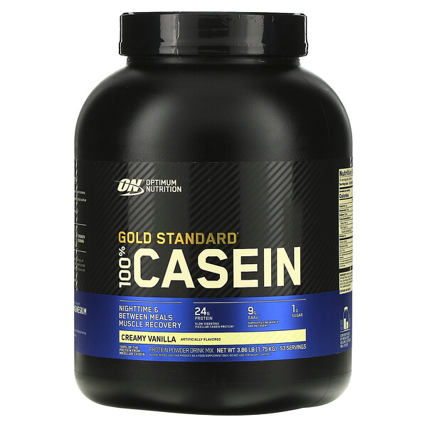 Gold Standard 100% Casein , Creamy Vanilla, 3.86 lb (1.75 kg) Optimum Nutrition