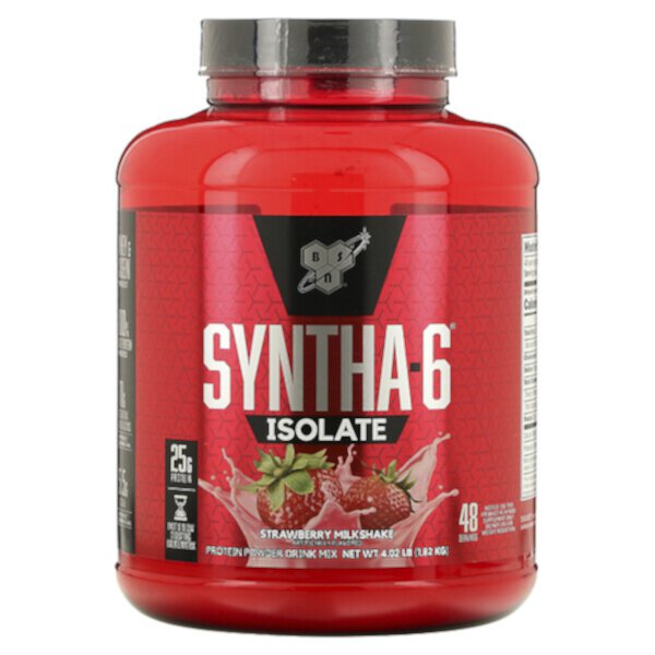 Syntha-6 Isolate, Protein Powder Drink Mix, Strawberry Milkshake, 4.02 lbs (1.82 kg) BSN