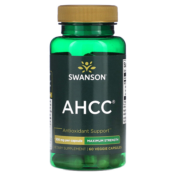 AHCC, Максимальная сила, 500 мг, 60 растительных капсул Swanson