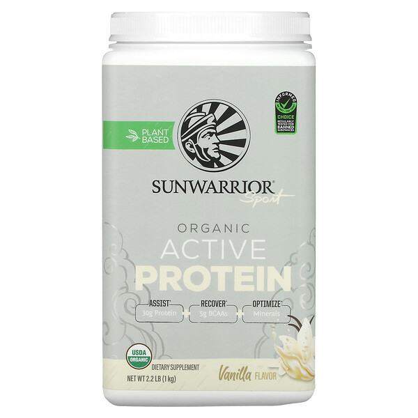 Sport, Органический активный протеин, ваниль, 1 кг (2,2 фунта) Sunwarrior