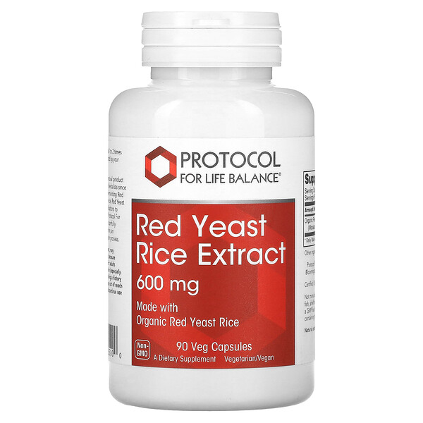 Red Yeast Rice Extract, 600 mg, 90 Veg Capsules Protocol for Life Balance