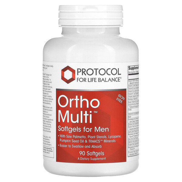 Ortho Multi, Мужские Мультивитамины - 90 капсул - Protocol for Life Balance Protocol for Life Balance