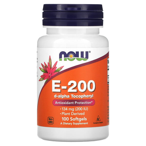 E-200, 134 мг (200 МЕ), 100 мягких таблеток NOW Foods