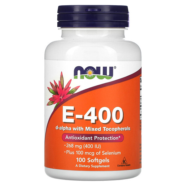 E-400 D-Alpha с Миксом Токоферолов - 268 мг (400 МЕ) - 100 мягких капсул - NOW Foods NOW Foods